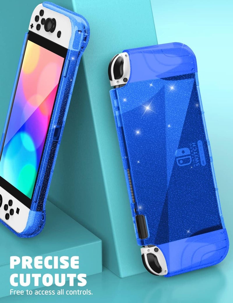 Mumba Case for Nintendo Switch OLED 2021 [Thunderbolt Series] Clear Protection with Ergonomic TPU Handle Compatible with New Switch OLED 7 inch Console and Joy-Con (Blue) - Image 3